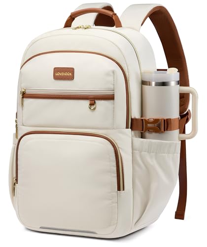 LOVEVOOK Laptop Backpack for Women, 15.6 Inch Travel Backpack with Giant Tumbler Holder Pocket, Multi-Pocket College School Bookbag Purse, Water-Resistant Work Daypack for Teacher Nurse