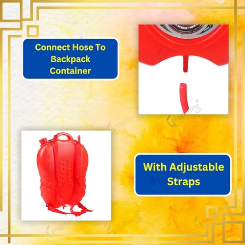 Image of GRAPHENE 8L Red Holi Pichkari Water Gun Back Holding Water Tank Pichkari for Kids High Pressure &100 Balloons Water Spray Pistol Gun Summer Fun Boy Girl