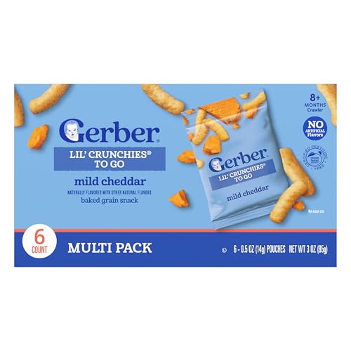 Gerber Crunchies To Go Mild Cheddar Snack, 0.5 Oz, 6 Pack