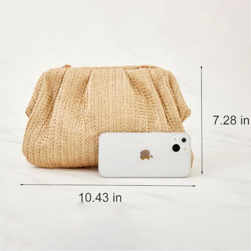 Image of BRYCTSISEN Women Straw Beach Clutch Purse Handbag Summer Elegant Vacation Style Shoulder Bag Crossbody Bag