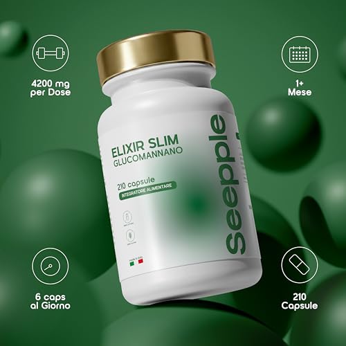 Seepple Elixir Slim Glucomannano, Integratore Alimentare Per Controllo Del Peso, Con Cromo, Niacina E Inulina, 210 Capsule, Senza Glutine E Lattosio - 3