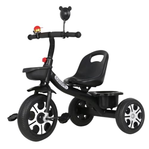 三輪車 子供乗せ自転車 キックバイク 調節可能なシート 組み立て簡単 軽量 乗用玩具 誕生日プレゼント おもちゃ 1 〜 6 歳 (ブラック,A)