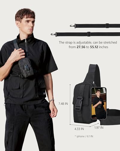 Peicees Small Sling Bag para Hombre, Bolso Táctico Impermeable miniatura 7