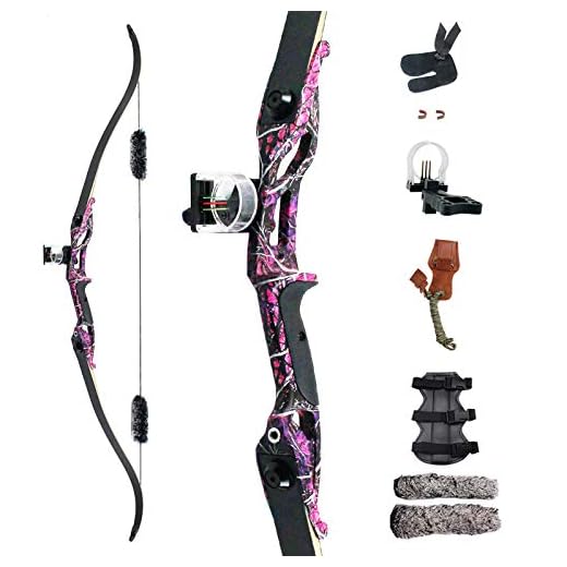 SinoArt 56" Recurve Bow with 30" Max Draw 30 35 40 45 50lb Draw Weight Right Hand Outdoor Hunting Bows&Arrows Archery Set (Purple) (35LB)