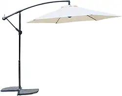 Guarda-sol Guarda Sol Suspenso Ombrelone Deslocamento Para Deck Jardim Piscina - Estrutura Liga de Aço e 8 Varetas, Poliéster Premium UV 50+ Com Ajuste de Inclinação e Manivela