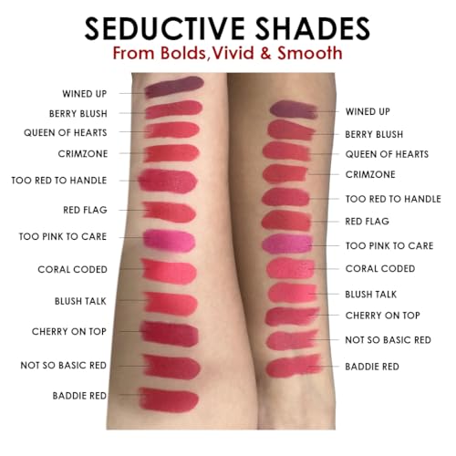 Image of One Wish Creamy Matte Lipstick Long Lasting for Women - Baddie Red Shade 17 | Full Coverage | Creamy Formula | No Flaky Lips | No Dryness| High-Pigment | SPF | Vitamin E, Almond Oil & Shea Butter for Moisturising Lip | 8 Hrs Lasting | Smooth Finish | 3.8 gm