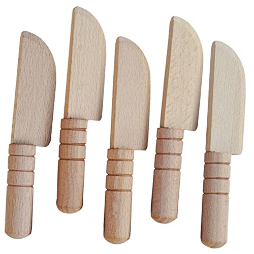 TOBBOMEY 5 Pièces Jouet Bois Accessoire De Scène Miniature Jouet De Cuisine pour Maison De Poupée De Bois Fournitures pour Emporte