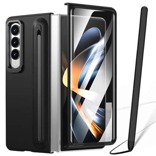 Custodia Per Galaxy Z Fold4 Con Penna Stilo, Cover Per Fold4 Con Supporto + Slot Per S Pen, Pellicola Protettiva Frontale Per Samsung Galaxy Z Fold4 C