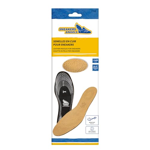 Sneakers Angel - Lot Semelles Cuir Pour Sneakers – Cuir Perforé Respirant – Latex Au Charbon Actif Anti-Odeur – Découpables Pointure 26 À 47 –...