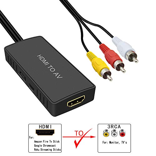 HDMI to AV Adapter, HDMI to Composite AV Converter compatible for Fire TV