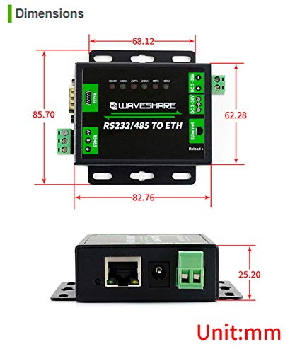 Industrial Rs232/Rs485 To Ethernet Converter Adapter Dual Serial Ports Allow Bi-Directional Transparent Data Transmission Between Rs232/Rs485 And Rj45 Port Ethernet M4 Series 32-Bit Arm Processor #TOP6
