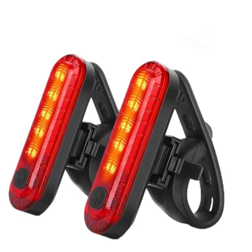 Tomedeks Luce posteriore per bicicletta a 2 pezzi con cavo USB, luce LED impermeabile per mountain bike (rosso), stile 3