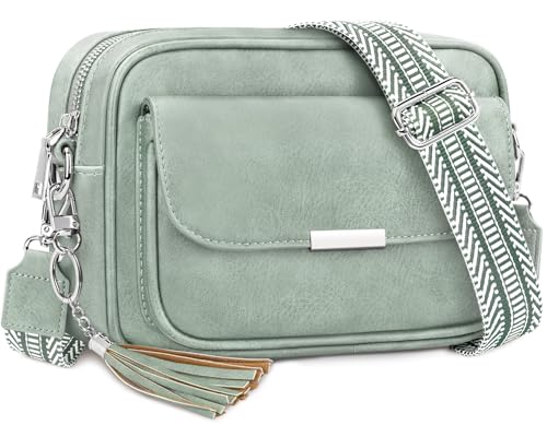 NEWIROVE Bolso Mujer Bandolera Mediano Bolso Bandolera Mujer Piel PU Bolso Cruzado De Mujer Con Correa Ancha Ajustable Bolsos Bandolera Para Mujer Damas Compras, Viaje y Trabajo. Verde