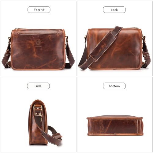 Leather Messenger Bag for Men Women Medium Satchel bag Retro Crossbody Shoulder bag Mens Purse Handbag4