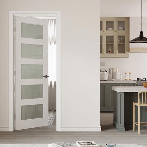 30" x 80" Prehung Door 5-Lite Tempered Frosted Glass Slab