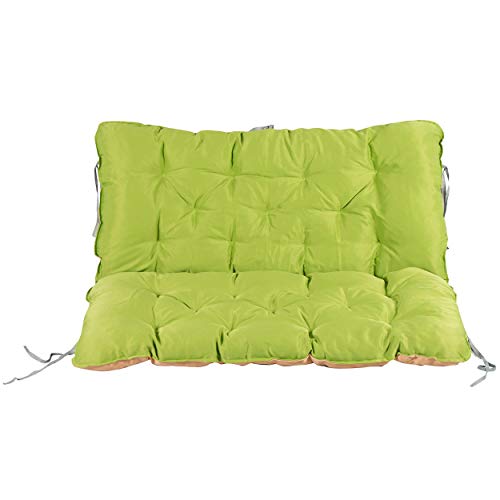 AMBIENTE HOME Auflage mit Rückenteil Sitz und Rückenkissen mit Bänder Polsterauflage Bankauflage Wendeauflage, grün/beige, ca. 100 x 98 x 10...