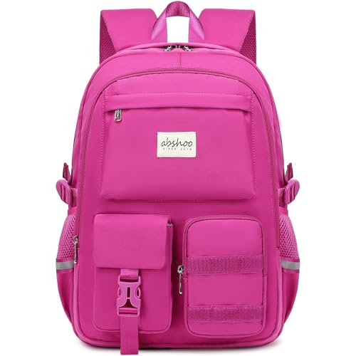 abshoo Big Student Laptop Backpack For College Women Middle High School Teen Girls Bookbag Travel Daypack (Hot Pink)2