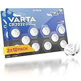 VARTA Batterien Knopfzellen CR2032, 20 Stück, Power on Demand, Lithium...