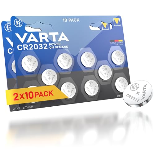 VARTA Batterien Knopfzellen CR2032 20 Stück Power on Demand Lithium Coin 3V kindersichere Verpackung für elektronische Kleingeräte - Autoschlüssel Fernbedienungen Waagen