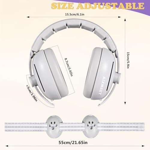 Image of AIXMEET 2-in-1 Baby Ear Muffs Noise Protection | Ear Protection for Babies and Toddlers | 3-36 Months | Noise Reduction Earmuffs 23 Db | Adjustable Headphones with Anti Slip Band