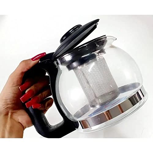 Chaleira Bule de Vidro com Infusor em Inox para Chá 1200ml