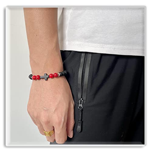 Image of Xusamss Fashion 8MM Matte Agate Beads Bracelet Cross Elastic Bracelet,7 1 /2 Wrist