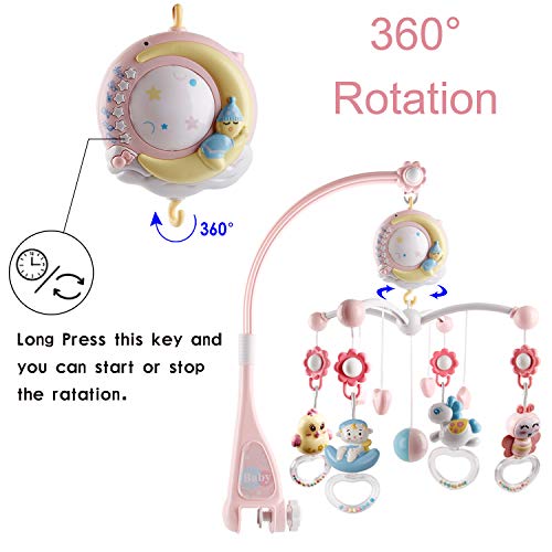 Baby Musical Crib Mobile With Timing Function Projector And Lights,Hanging Rotating Rattles And Remote Control Music Box With 150 Melodies,Toy For Newborn 0-24 Months #TOP4