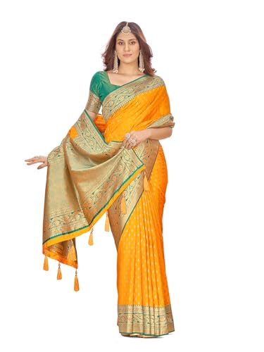 Mehrang Women's Pure Kanjivaram Silk Saree Banarasi Silk Wedding ...