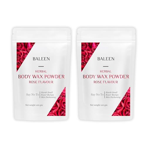 Image of BALEEN Bikini Wax Powder Women with Rose Flavour 120 Gm (Pack Of 2) | Painless Herbal Hair Removal Powder for women Bikini Area, Legs, Hands & Underarms with No Harmful Chemicals, No Irritation