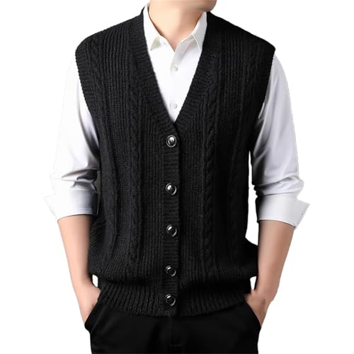 Winter Men's Casual V-Neck Knitted Vest Cardigan Sweater Dad Clothing Men Knitwear Waistcoat Tops