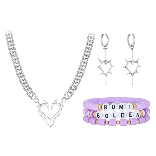 Rumi Anime Necklace Set Rumi Zoey Mira Inspired Merch Earrings Friendship Bracelet Cosplay Gift Women Men
