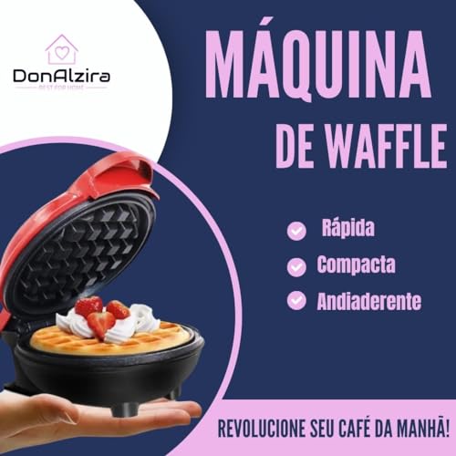 Mini Máquina Para Waffles Antiaderente + PINCEL DE SILICONE Mini Maker Cake Bolo Panquecas Café da M