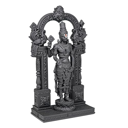 Image of MurtiHome Tirupati Balaji Idol, Lord Sri Venkateswara Swamy Statue | 10.16 cm Tall Small Black Color Figure Made From UV Resin, Crafted by 3D Printer for Car Dashboard, Home, Office, Gift