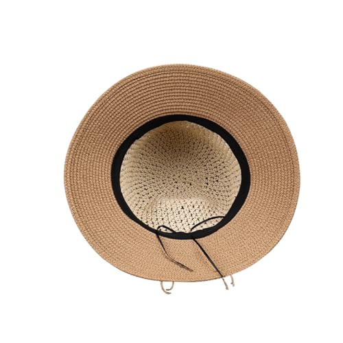 Gorro de paja para mujer con ala ancha y protección solar miniatura 4