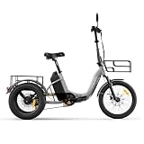 cysum AG1 Pro Elektro-Dreirad für Erwachsene, 16 Zol Faltbar E-Trike, 48V 20Ah Lithium-Batterie, 100 KM, Differenzial, Rückwärtsgang
