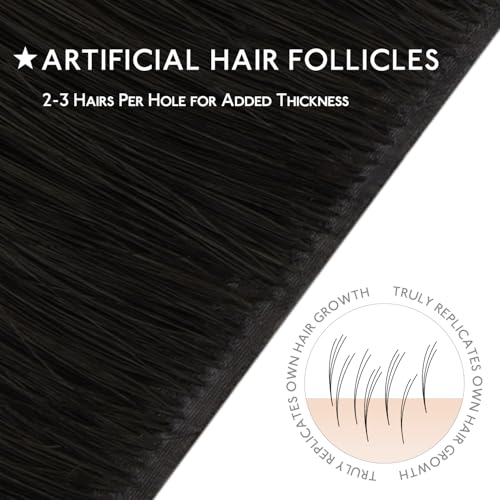 Image of WENNALIFE Invisi Edge Tape in Hair Extensions Human Hair | 24 Inch 30g 10pcs Natural Black Invisi Remy Hair tensions Natural Seamless Injected Tape Straight tensiones