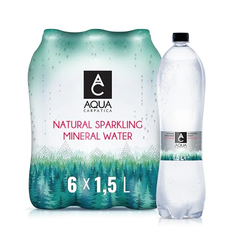 AQUA CARPATICA 1.5L x 6 Naturally Sparkling Sprudel Natürliches Mineralwasser, Natriumarm, Nitratfrei, Mit Natürlichen Elektrolyten, Calcium und Magnesium, Natürlich prickelnd, 100% Recycelbar