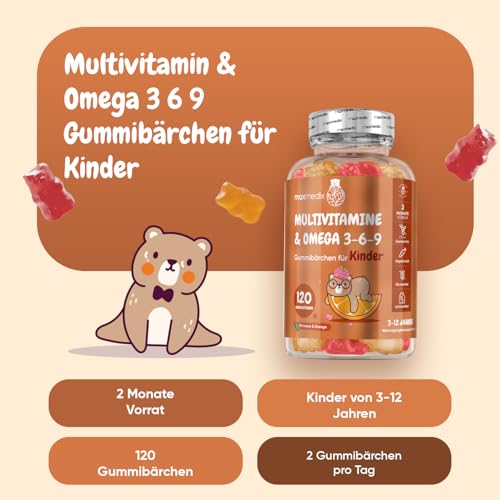 maxmedix Multivitamin Gummibärchen für Kinder - Mit Omega 3 6 9 & Vitamin C – Ansicht 2