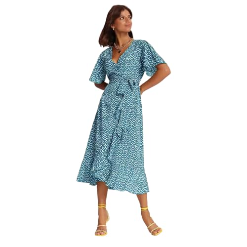 Robe longue plissée en mousseline imprimée pour femme chic