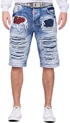 Pantaloni Corti Uomo Denim Elasticizzato - Stile Destroyed Vintage Per Tempo Libero - Foto 7