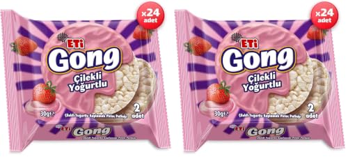 Gong Çilekli Yoğurtlu Kaplamalı Pirinç Patlağı 30 g x 24 Adet (2 paketi)