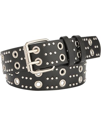 Ceinture punk à double œillet stylée pour sublimer vos jeans et robes au quotidien