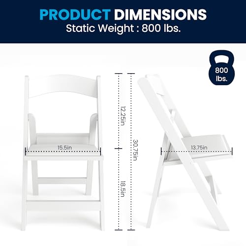 Flash Furniture Hercules™ Series Folding Chair - White Resin - 1000LB Weight Capacity Comfortable Event Chair - Light Weight Folding Chair - Image 3