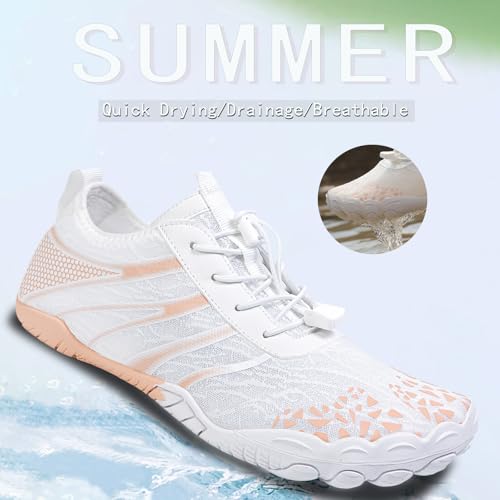 Image of Beach Water Shoes for Women Men Quick Dry Non-Slip Wide Toe Hike Barefoot Footwear for Beach Pool Aqua Swim Surf Walk