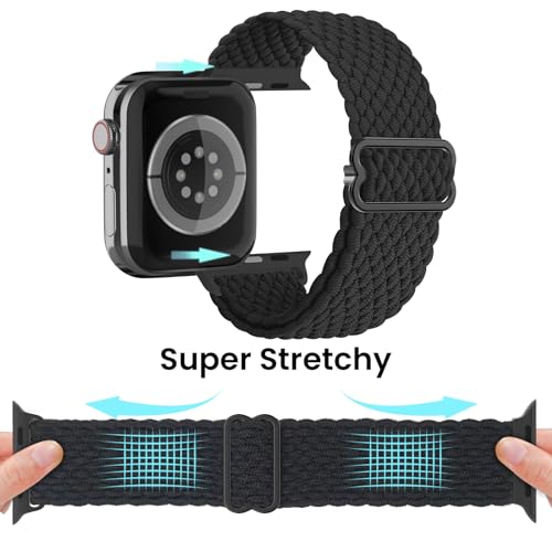 Image of Delidigi Stretchy Bands Compatible for Apple Watch Band Women 40mm 38mm 41mm 42mm 44mm 45mm 46mm 49mm, Nylon Braided Straps for iWatch Series 11 10 9 8 7 6 SE 5 4 3 Ultra 3 2 1