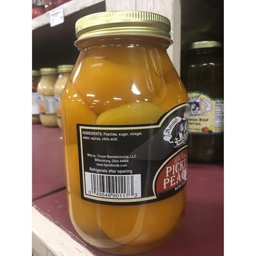 Amish Wedding Ready to Eat Peaches, USA Made 32 ounce Glass Jar, No Preservatives, Pickled - Thumbnail 3