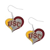 Aminco USC Trojans Swirl Heart Dangle Logo Earring Set Charm Gift