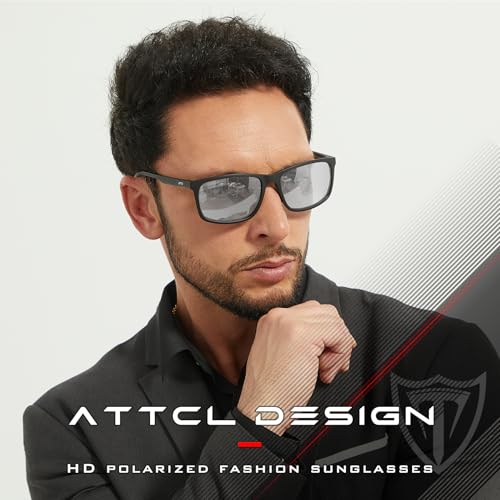 Image of ATTCL Men's Polarized Sunglasses UV400 Protection, Square TR90 Frame for Driving, Golf, and Outdoor Activities