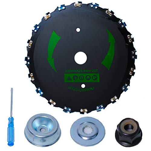 Chainsaw Tooth Brush Blade 9 inch 20 Tooth 10000 RPM for Cutter, Trimmer, Weed Eater Lawn Mower Circular Saw Blade Electric Weeder Accessories(Adapter Included)