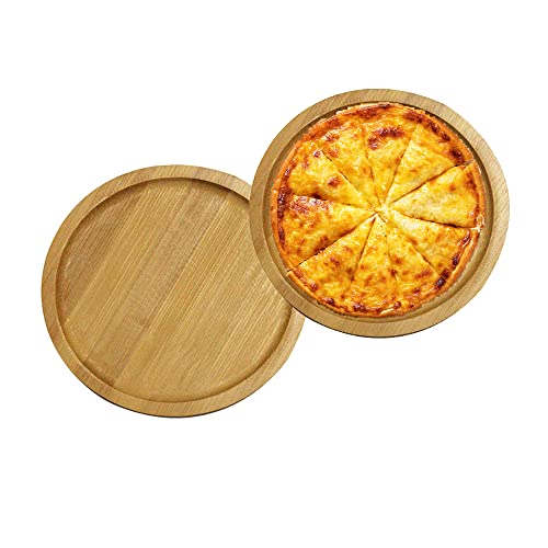 Teller aus Holz, 2 Stücke Einfach Teller aus Holz, Brot Holztablett, Runde Holz Serviertablet, Glattes Holztablett, für Untersetzer, Tee, Obst, Snacks, Kuchen, Weingläser (Eiche) Cover